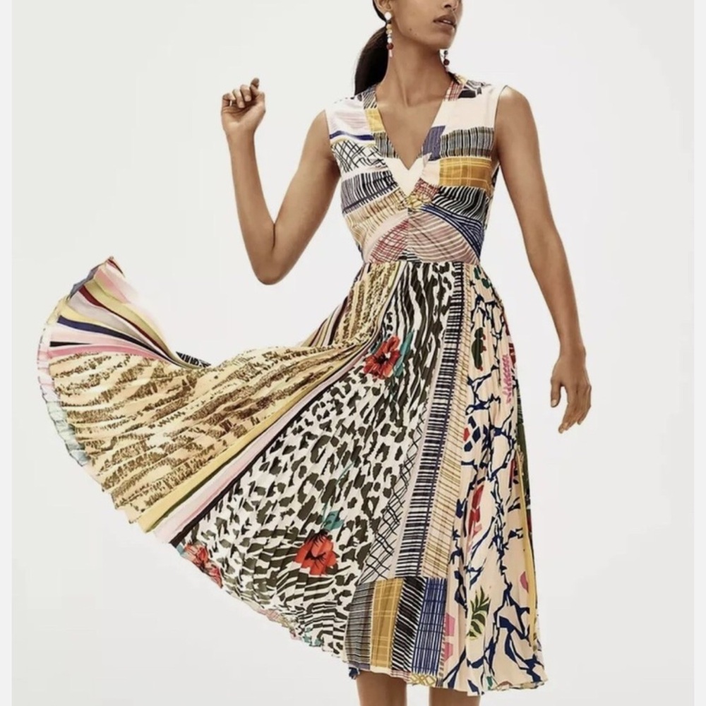 Anthropologie Geisha Designs Vibrant Patchwork Midi Dress